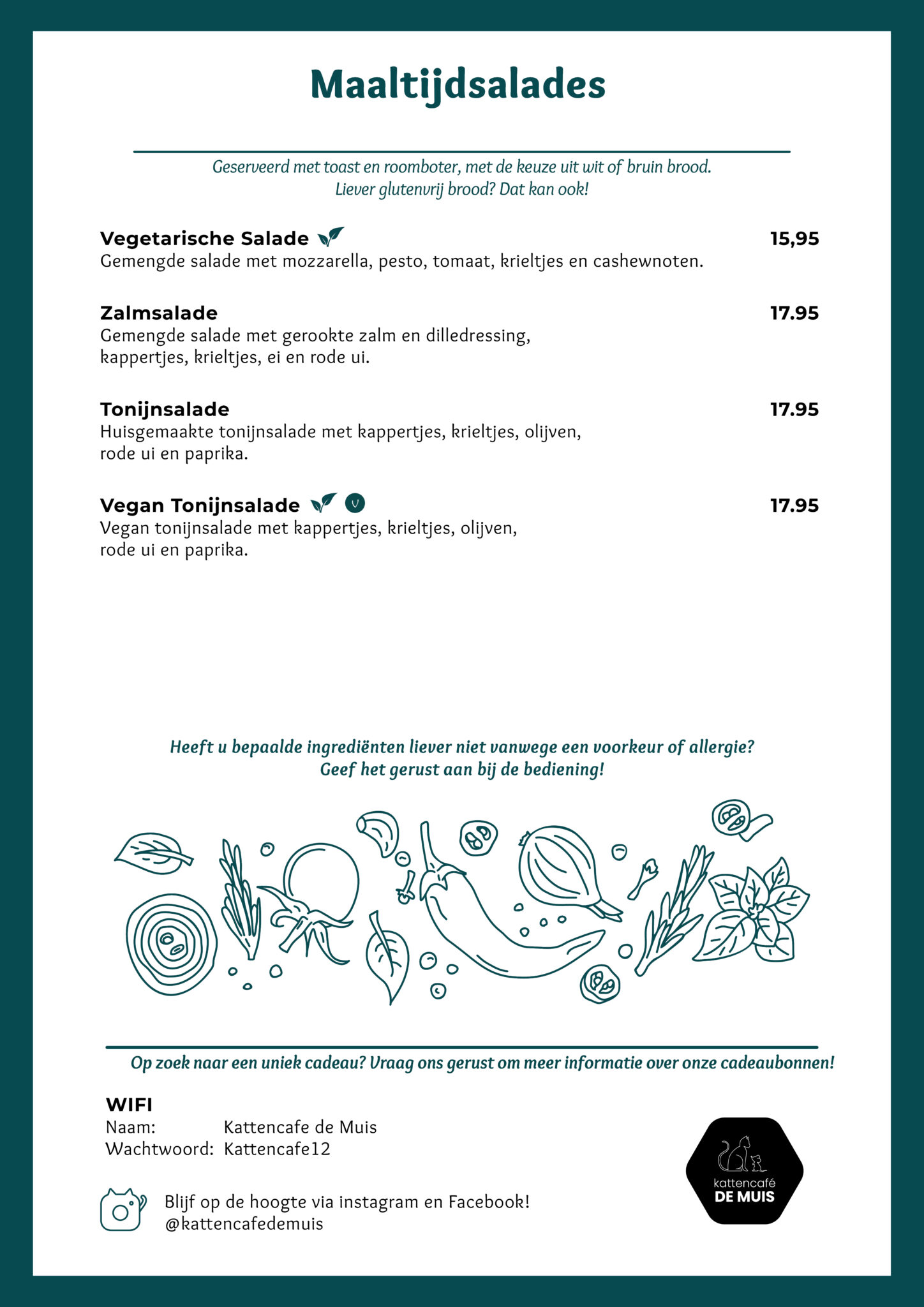 Menu Kattencafe De Muis NL 4 FEBRUARI 2025